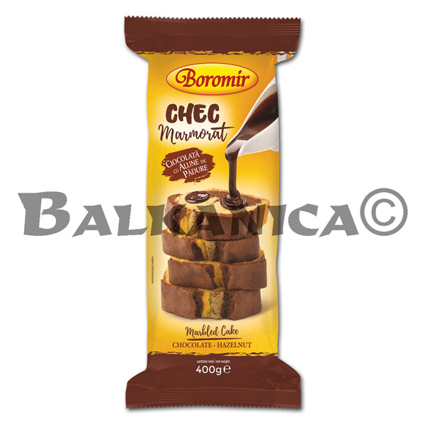 400 G BOLO CASEIRO MARMOREIO COM CREME CHOCOLATE COM AVELA BOROMIR